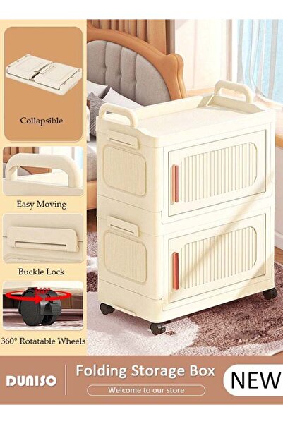 DOMEET 2 Layers Folding Storage Box with Lids, Plastic Stackable Storage Box ...