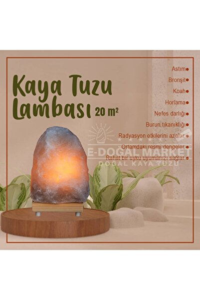 E-DOĞAL MARKET DOĞAL KAYA TUZU 20 M2 Kadar Etkili Çankırı Kaya Tuzu Lambası %...