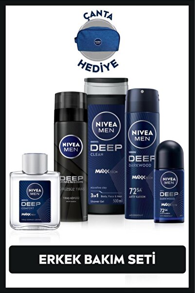 NIVEA MEN Erkek Damat Çeyiz Seti, Duş Jeli, Deodorant 150 ml, Roll-on,Tıraş K...