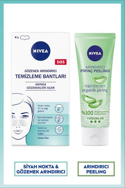 NIVEA Siyah Nokta ve Gözenek Arındırıcı Burun Bandı ve Arındırıcı Pirinç Peel...
