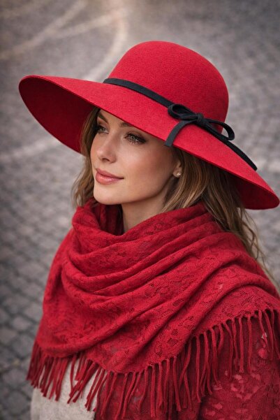 kuru Stamped Hat & Patterned Tassel Shawl Modern Winter Combination – Stylish...