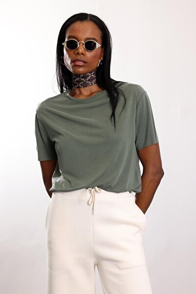 5in1Canpolat Μπλουζάκι Χακί από Μείγμα Μοντάλ 1056