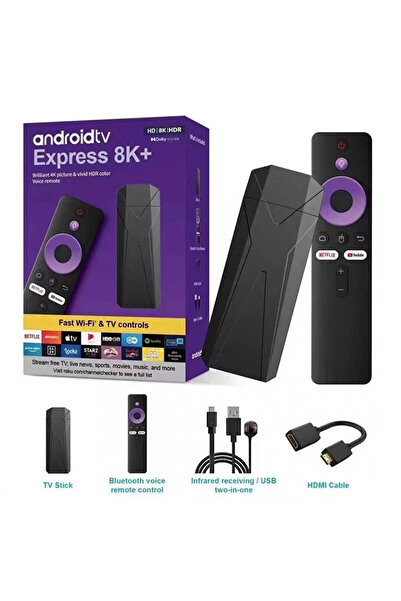 Yüksek Performanslı 8K Android TV, 2GB RAM, 16GB Hafıza, Wi-Fi 5G, Quad Core