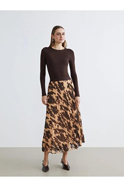 LC Waikiki Patterned Chiffon Pleated Skirt with Elastic Waist (S6)