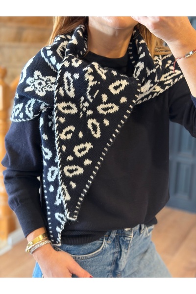 who knows ¿ Patterned Triangle Double-Sided Knitwear Shawl Women's Clothing A...