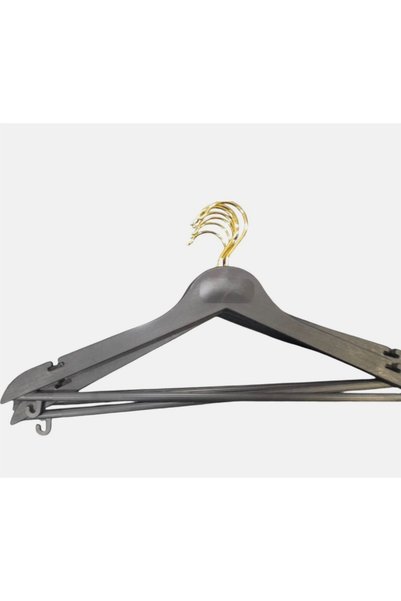 ÖZKAHRA TEKSTİL 12 Pieces of Wood-Look Plastic Hangers with Yellow Hooks