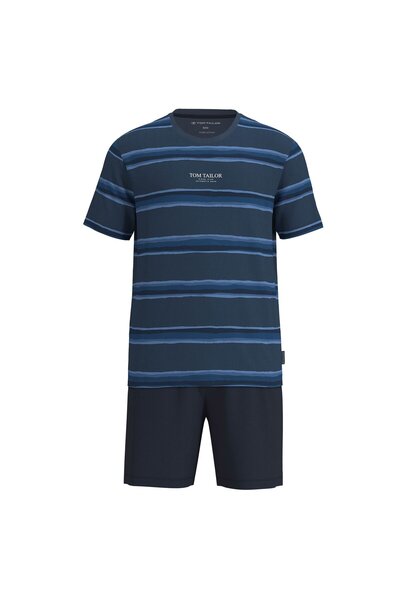 Tom Tailor Herren Schlafanzug, kurz - Shorty, Pyjama, Rundhalsausschnitt, Bau...
