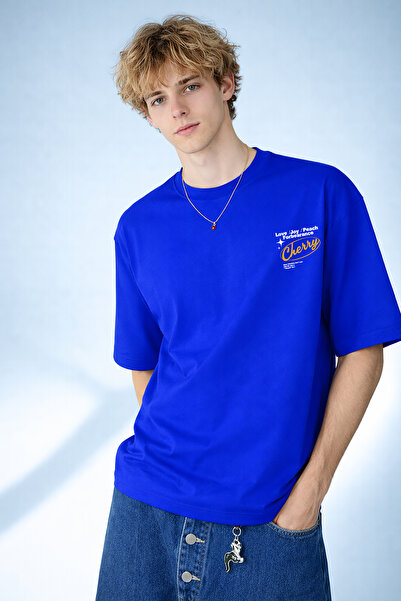 caddekombin Tricou pentru bărbați, cu imprimeu tipografic Cherry, cu gâtul ro...