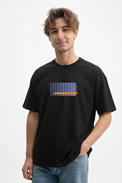 caddekombin Tricou negru pentru bărbați, cu imprimeu în dungi, 100% bumbac, c...