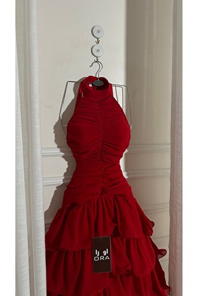 Ora Red georgette layered dress