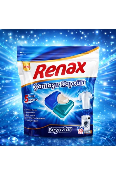 RENAX ÇAMAŞIR KAPSÜLÜ 30 YIKAMA 5 FAKTÖRLÜ BEYAZLAR