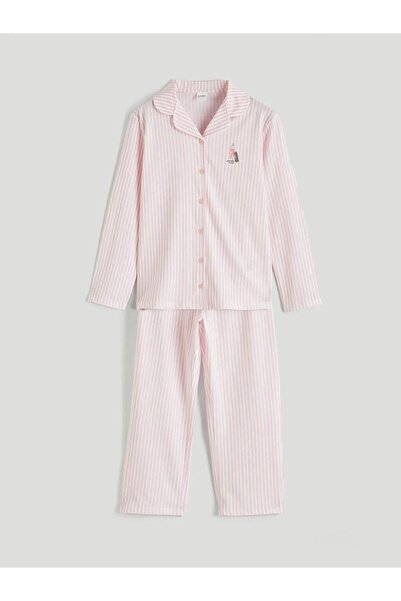 LC Waikiki Set de pijamale pentru fete cu guler tip cămașă (S6)