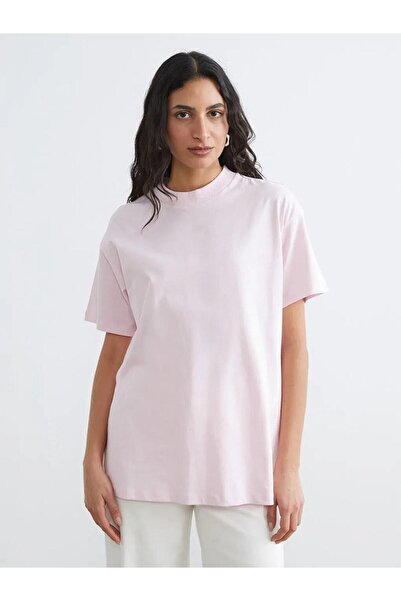 LC Waikiki Καφέ γυναικείο μπλουζάκι με λαιμόκοψη ποδηλάτου (S6)