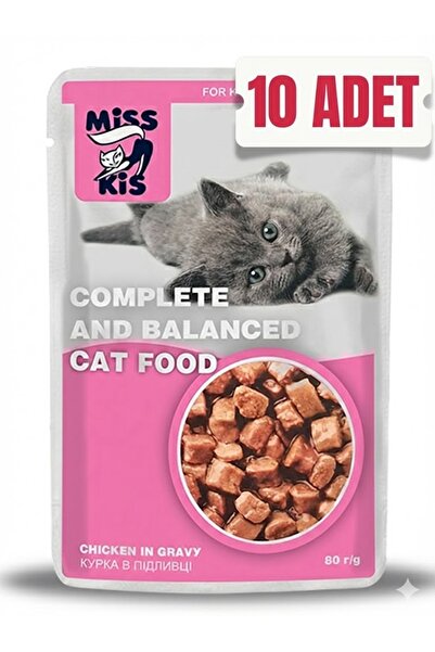 Miss Kis Pouch Yavru Kedi Maması Tavuk Etli 80 Gr 10 lu Paket