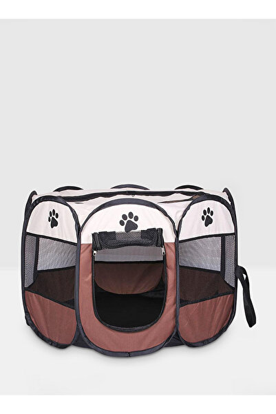 HALAMODO قفص محمول قابل للطي للحيوانات الأليفة، بني، 91x91x58 سم