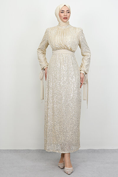Lamia Giyim Efsun Payet Abiye Gold