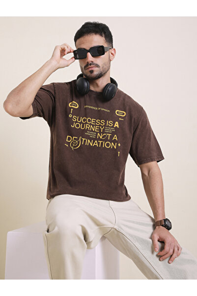 Difference of Opinion By Styli Men Oversized Acid Wash Printed T-Shirt