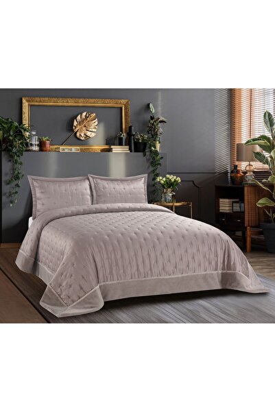 Bella Home Flame Double Sephora Bedspread Set - 240X260 cm - Khaki with Origi...