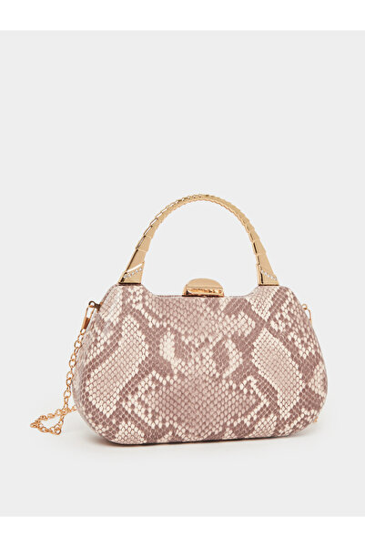 Styli Snakeskin Print Clutch Bag