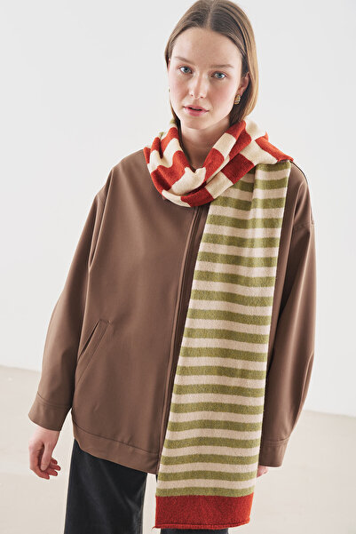 Manuka Striped Long Scarf Ecru