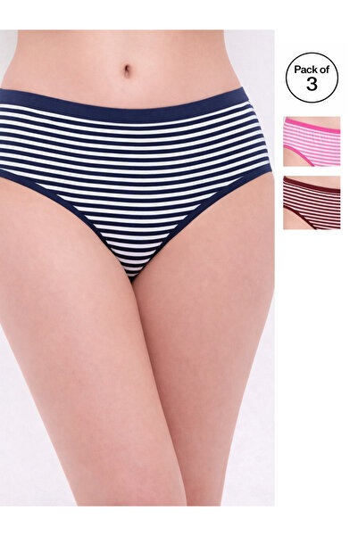 LAZZYCAT By Styli Pack of 3 - Striped High Leg Briefs