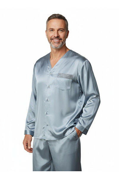 Oppland Men's Pajama Set Satin Fabric Stylish and Modernized Model with Pocke...