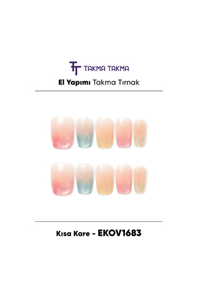 Takma Takma XS Beden Renkli EKOV1683 Kısa Kare 10'lu Tekrar Kullanılabilir El...