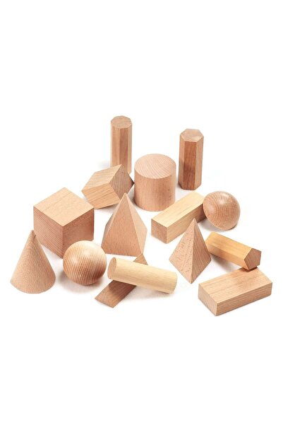 Edx Education Forme geometrice 3D din lemn, 15 piese, copii varsta 5+ ani