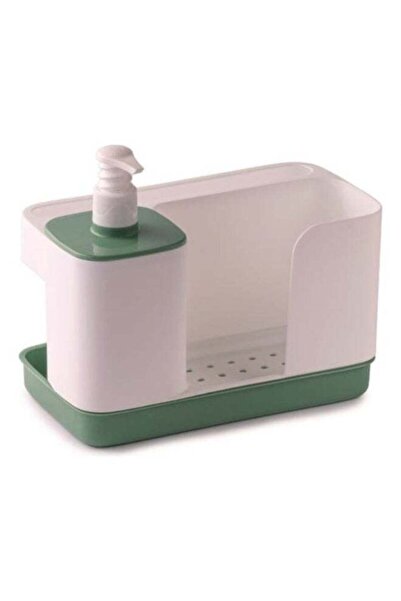 Generic Dishwashing Sponge Holder with Soap Dispenser Set White and Green