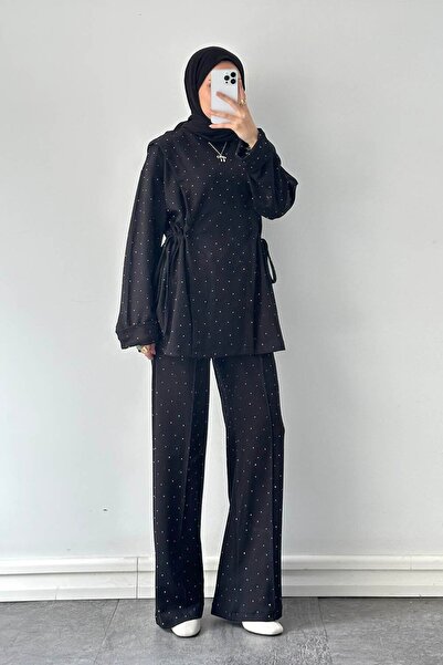 lamelif طقم تونيل ديتيلد ستوند تيم باللون الأسود