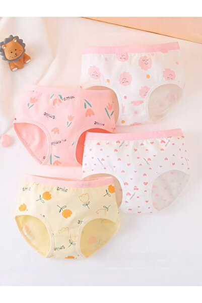 Styli عبوة من 4 قطع - سراويل داخلية قطنية مطبوع للبنات