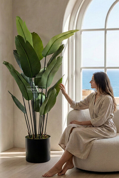 Yapay Çiçek Deposu Metal Saksıda Yapay 15 Yapraklı Starliçe Ağacı 180 cm