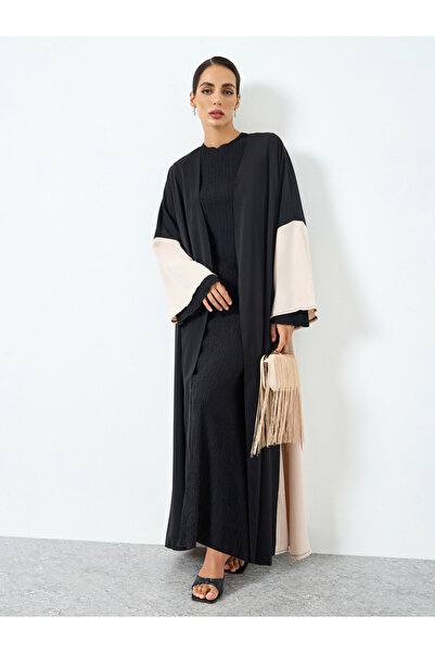 Take Two By Styli Women Contrast Color Block Long Sleeve Abaya