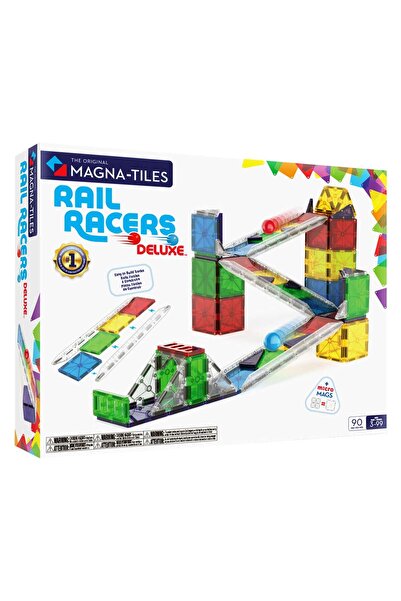 Magna Tiles MAGNA-TILES Rail Racers Deluxe, 90 piese, copii varsta 3-9 ani