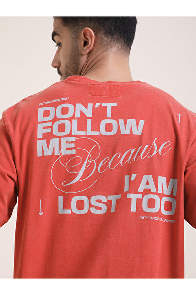 Difference of Opinion By Styli Men Oversized Acid Wash Printed T-Shirt