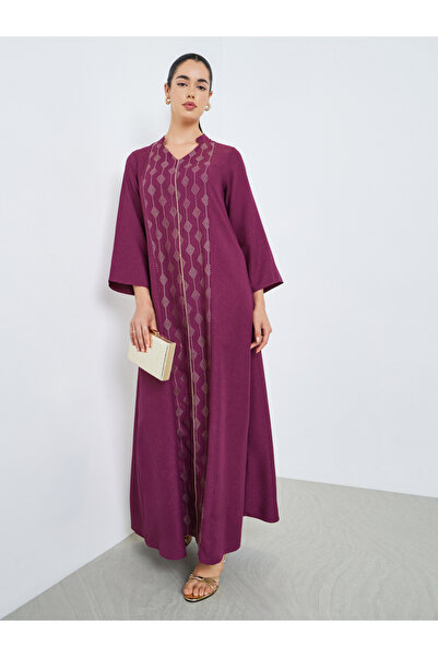 Styli Women Purple Embellished A-Line Jalabiya