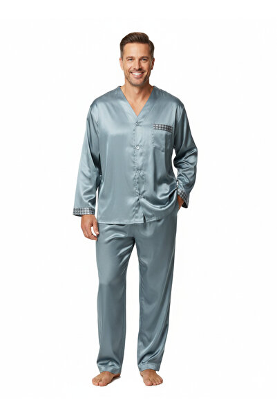 Oppland Men's Pajama Set Satin Fabric Stylish and Modernized Model with Pocke...