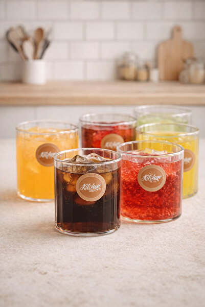 Kitchen Way Borosilicate 6-Piece Glass Soft Drink Cups 240ml Heat Resistant T...