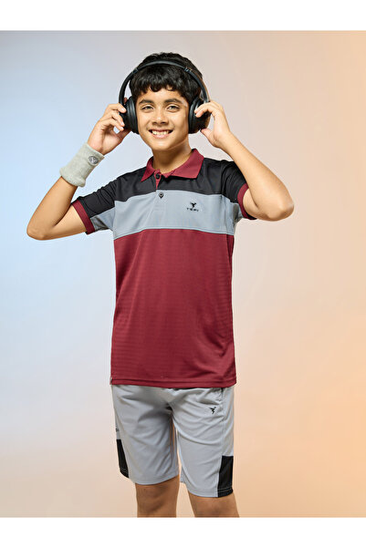 Technosport By Styli تيشيرت بولو للأولاد قصة ضيقة ألوان متباينة متداخلة