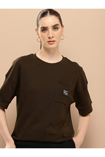 Difference of Opinion By Styli Women Brown Drop Shoulder Oversized T-Shirt