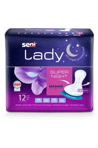 Seni Lady Super Night Urological Absorbents, 12 Pieces