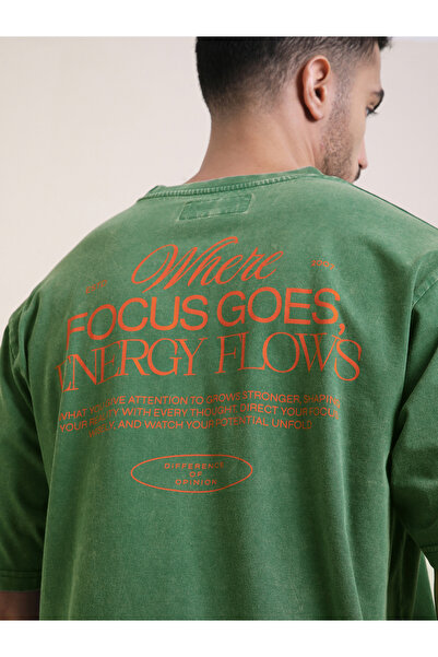 Difference of Opinion By Styli Men Oversized Acid Wash Printed T-Shirt