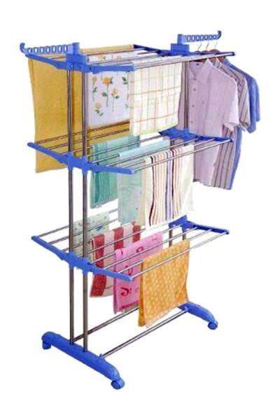 Generic 3-Layers Stainless Steel Clothes Hanger Multicolour 170x126x64cm