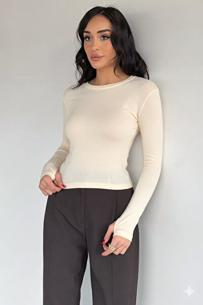 Patreon Top moale cu mâneci lungi și prindere pe degete / Bluză