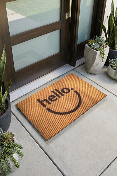VİTALİHOME Chram Natural Hello Doormat Exterior Door Mat Bristle Doormat 2020