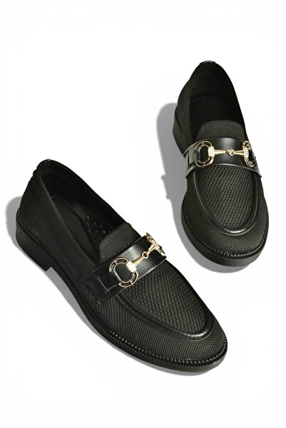 Fox Shoes Y330722104 Black Knitwear Fabric Buckle Detailed Casual Women's Shoes