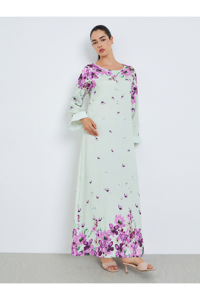 Styli Women Purple Floral Print A-Line Jalabiya