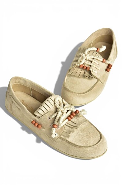 Fox Shoes Y602426202 Beige Suede Bead Detailed Casual Women's Shoes