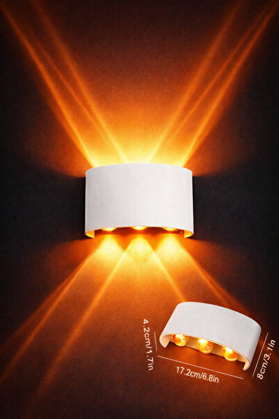 Hazar Lite BEYAZ KASA Amber 8011 10w Led Aplik Aydınlatma Çift Taraflı Led De...