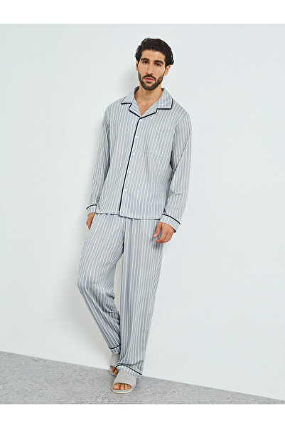 Styli Men Striped Shirt and Pyjama Set